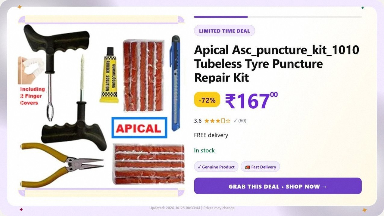 Tubeless Tyre Puncture Repair Kit @ ₹167