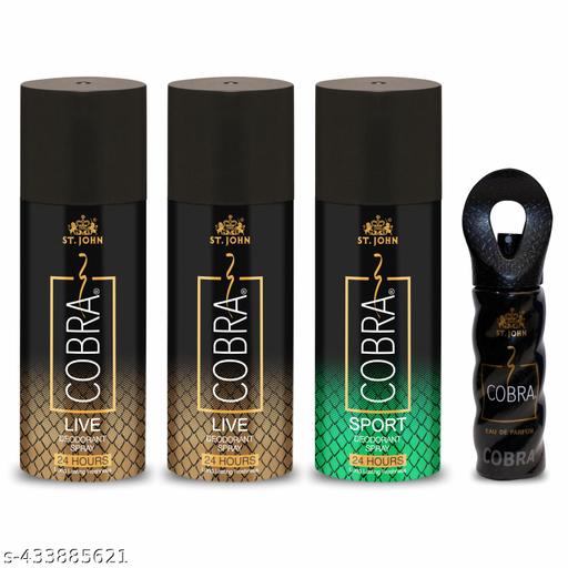 ST.JOHN Deodorant For Men & Women | 24 Hours Limited Edition Long Lasting Cobra Deo Live combo, Sports & Cobra 15ml Perfume (465ml, Pack of 