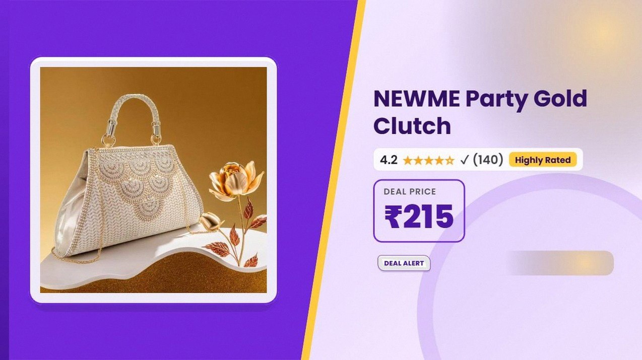 NEWME Party Gold Clutch @ ₹215