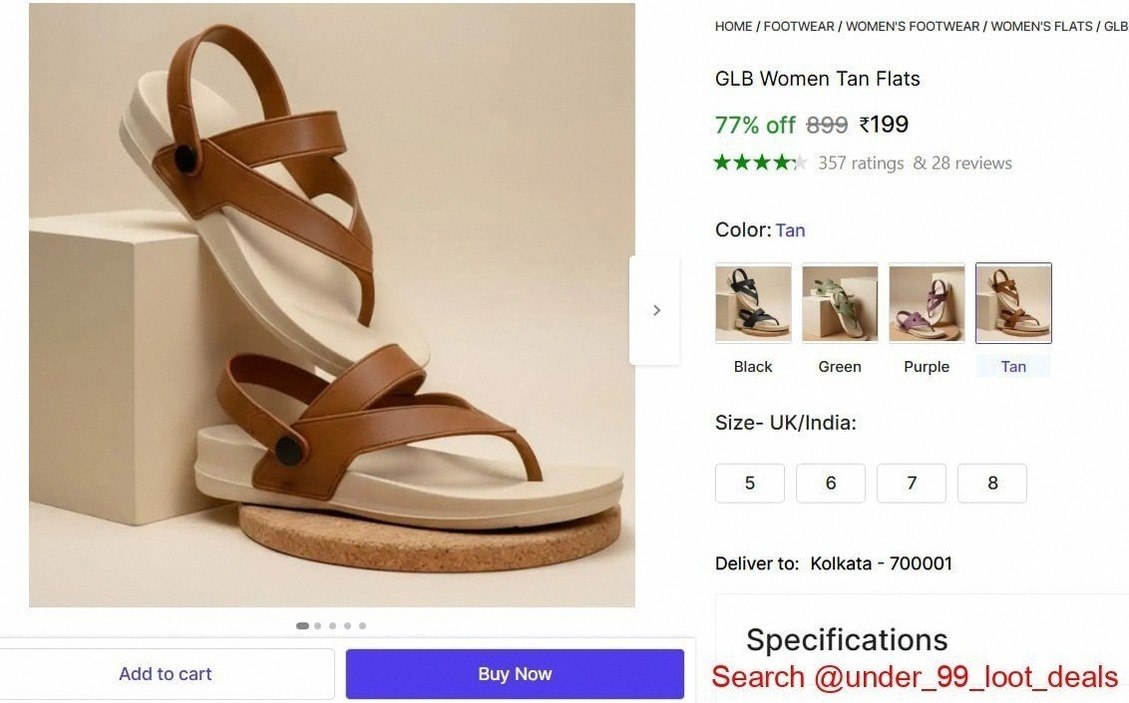 Women Tan Flats @ ₹199