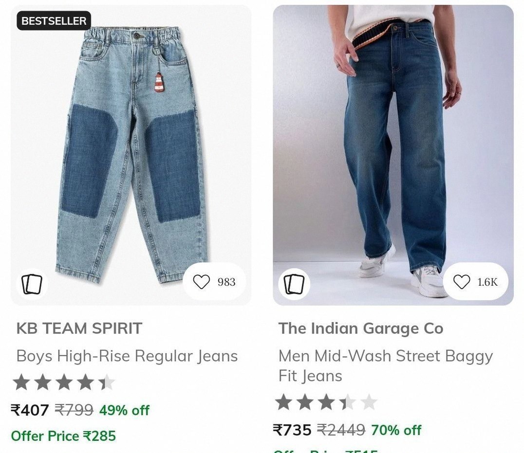 AJIO | Jeans & Trousers