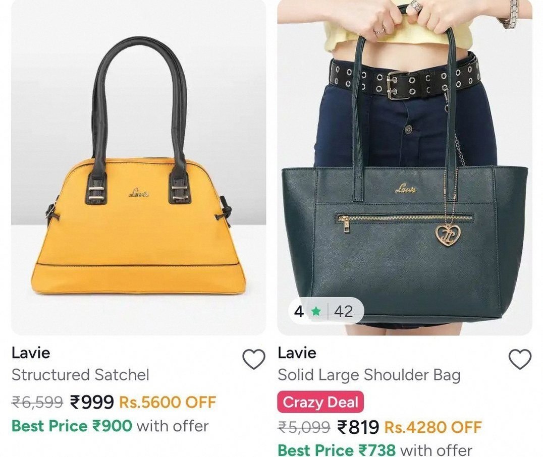 Myntra Loot : Lavie womens handbags at Min 70% Off