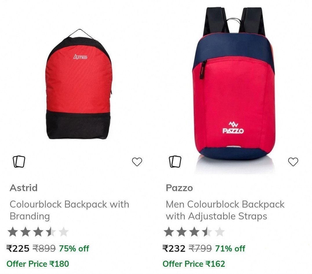 AJIO Loot : Branded Backpacks Starting @225