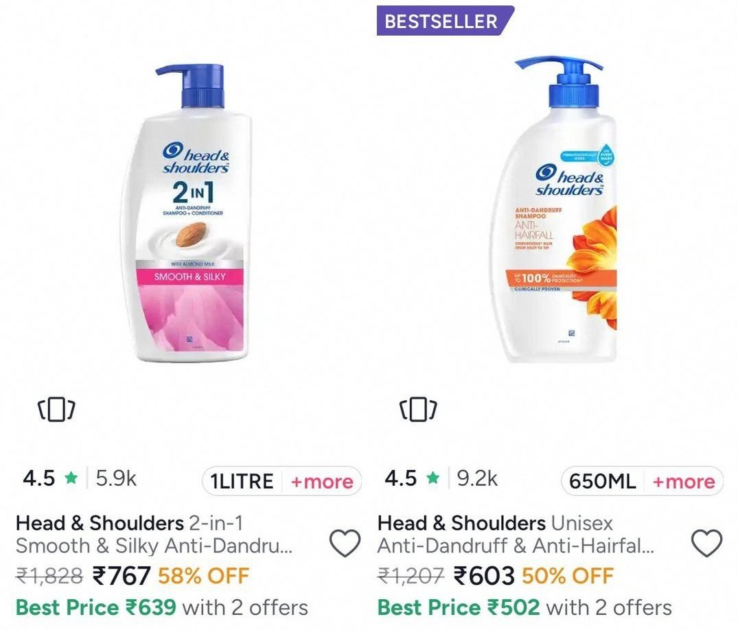 Myntra | Head & Shoulders min 50% off
