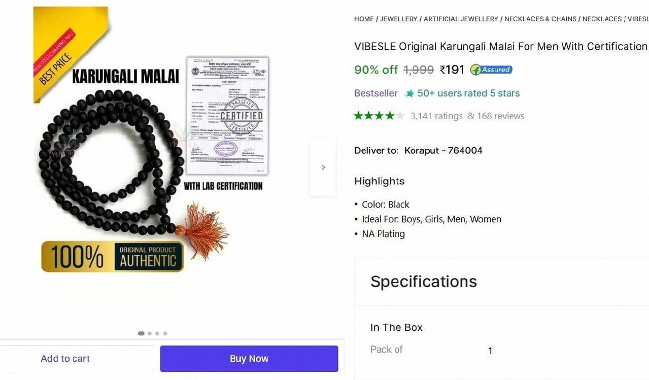 Original Karungali Malai For Men With Certification @ ₹191