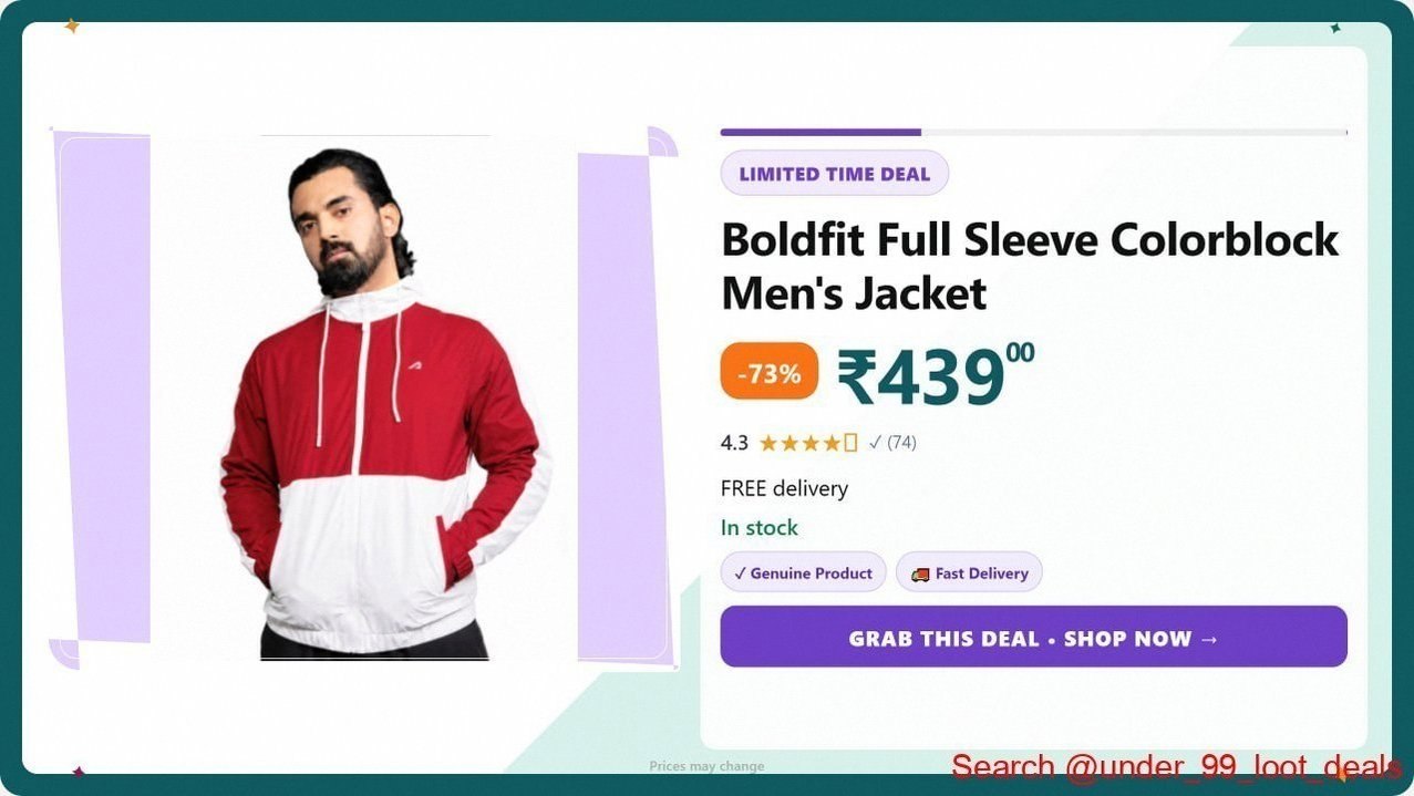 BOLDFIT Full Sleeve Solid Men's Jacket @ ₹439