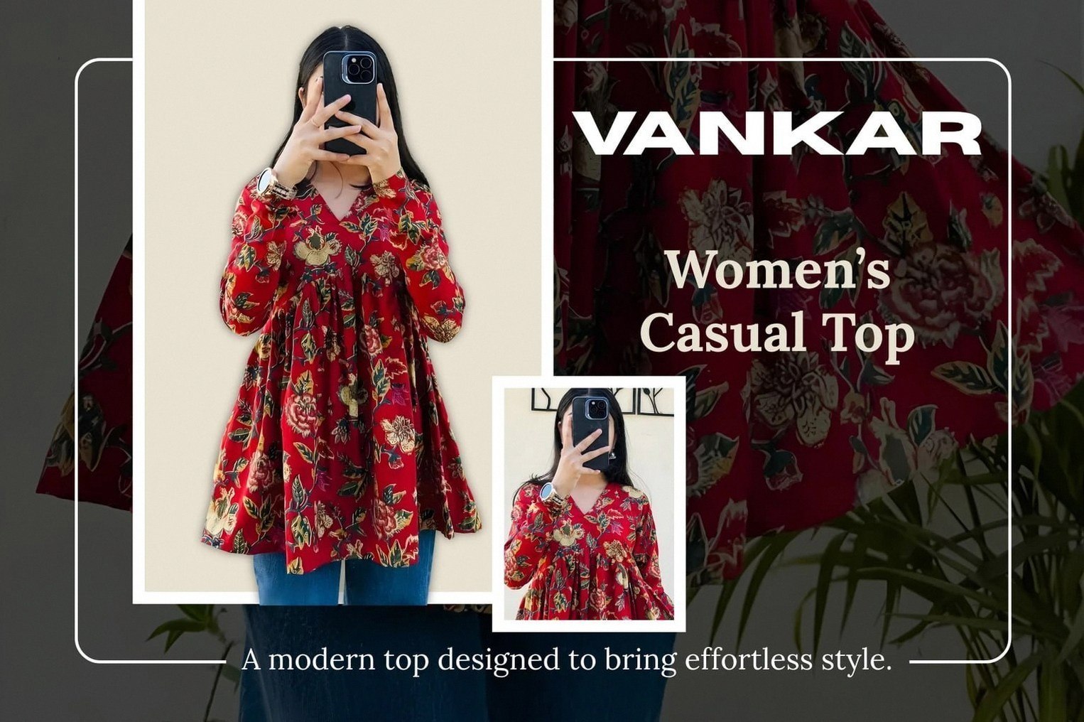 Floral Print Women Red Top @ ₹189