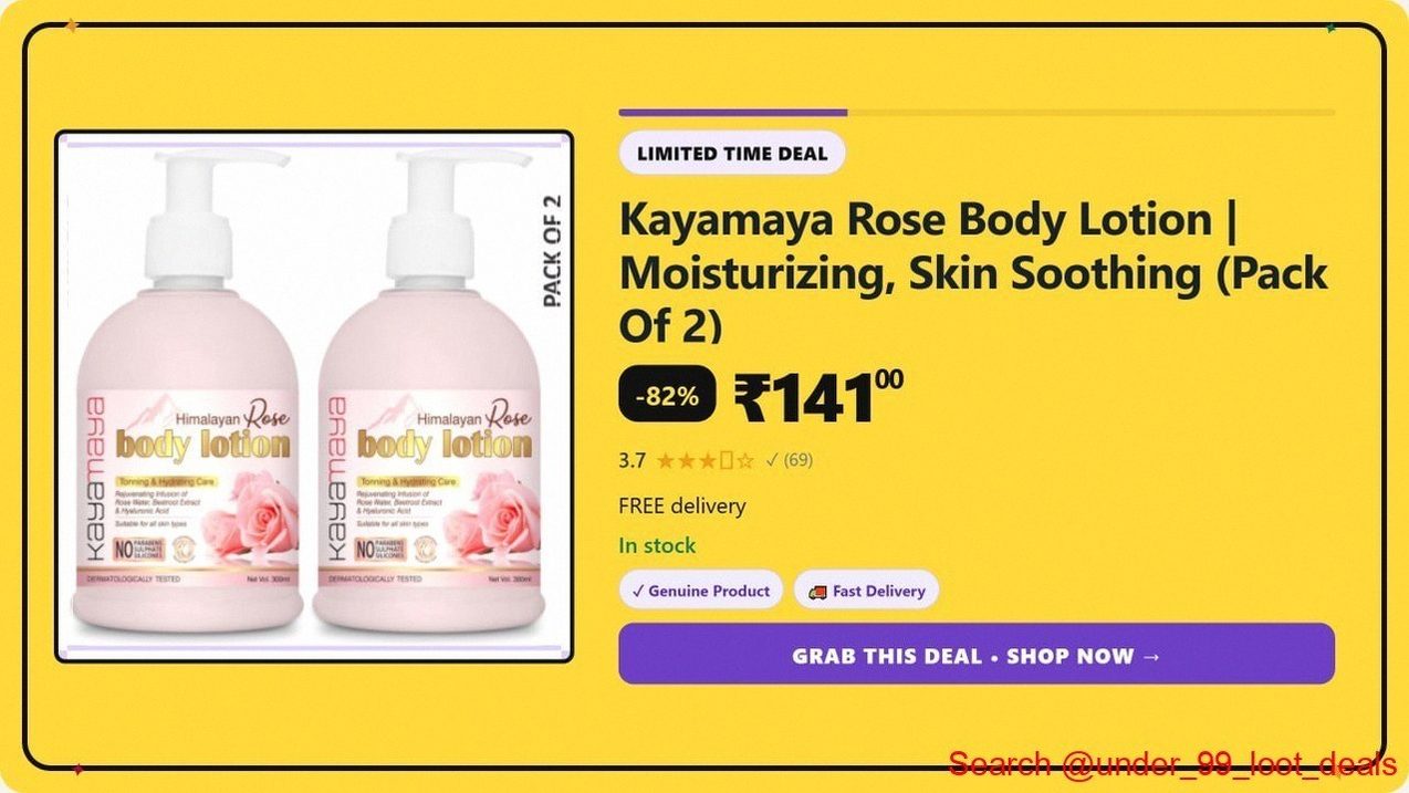Kayamaya Rose Body Lotion | Moisturizing, Skin Soothing (Pack Of 2) @ ₹141